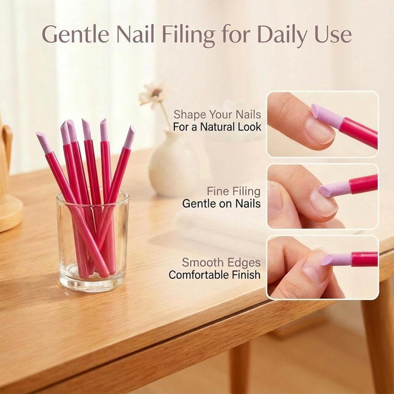 Pumice Stone Cuticle Remover - Multifunction Nail File & Pusher | Pink 5-Pack for DIY Nail Care