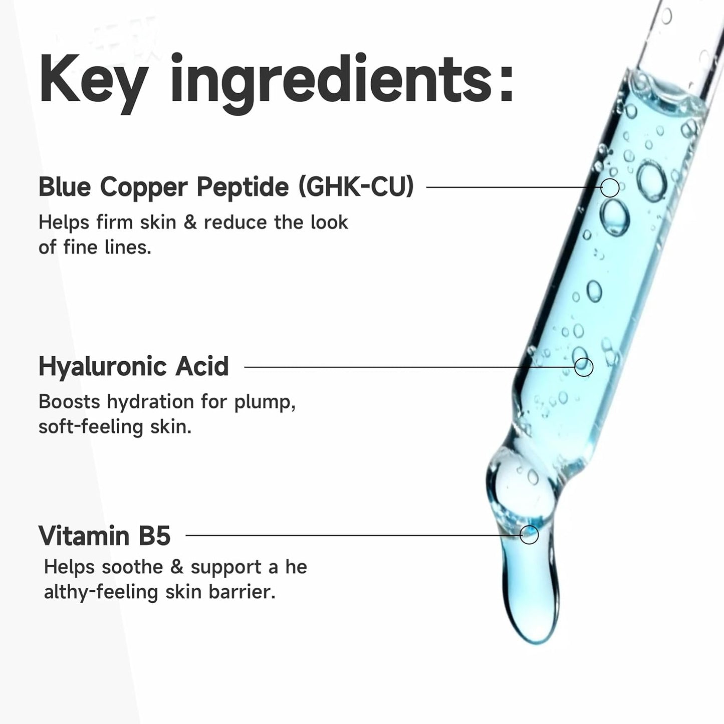 Blue Copper Peptide Serum 4% GHK-CU | Hydrating Anti-Aging Formula for All Skin Types - 30ml