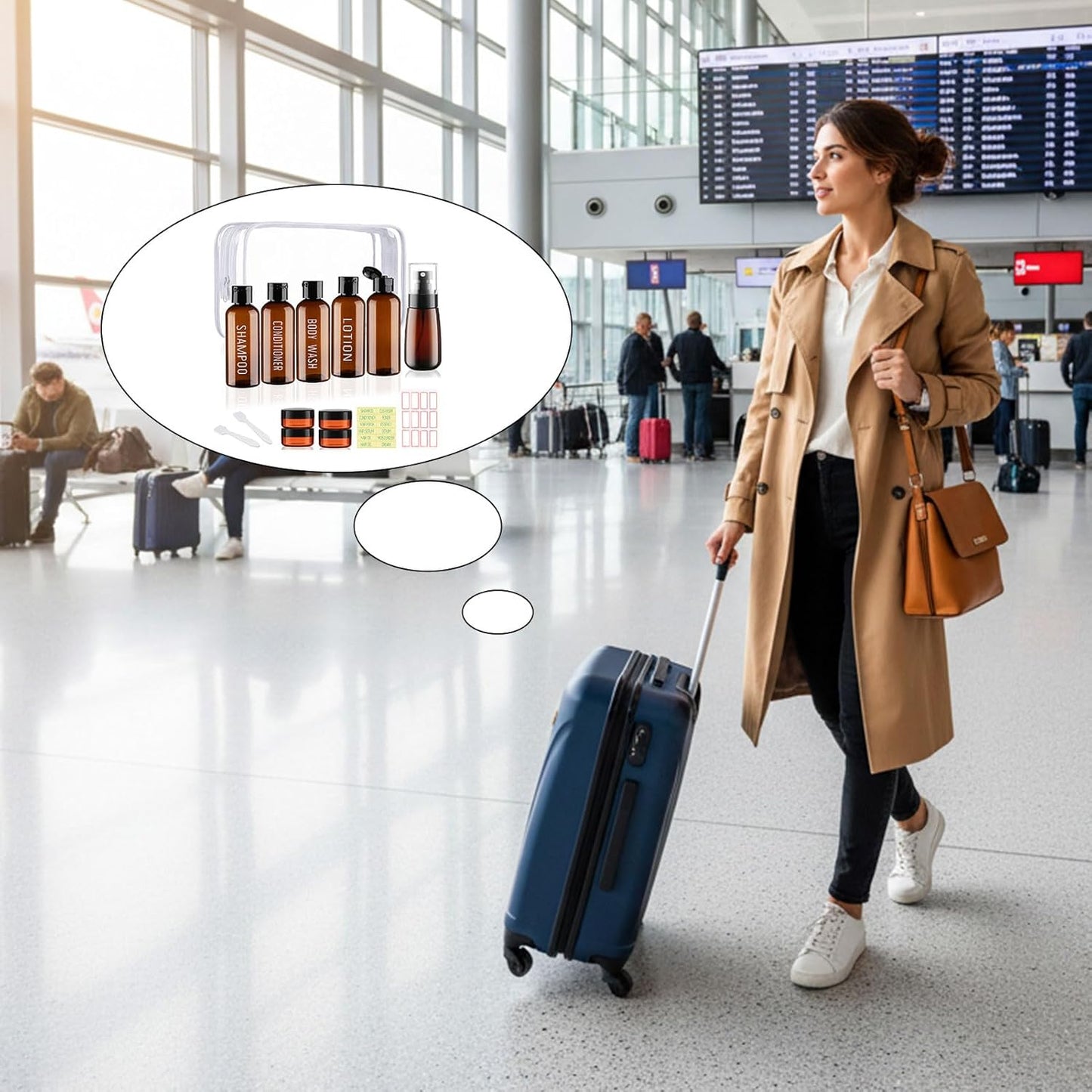 Travel Bottles for Toiletries - TSA Approved 10 Pack | Leak Proof 3.4oz Squeeze Containers - Brown
