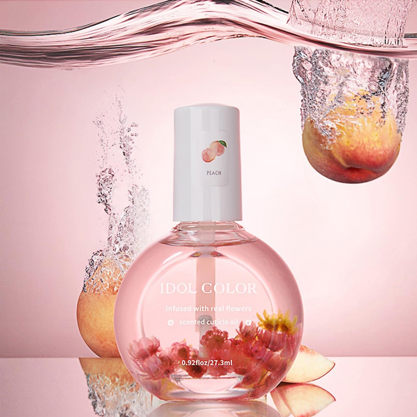 Rosarden Peach Scented Cuticle Oil, Cuticle Oil with Flowers, Cuticle Oil for Nails, Brush Cuticle Oil for Nail, Nourishing Oil for Nails and Cuticles, 0.92FlOz