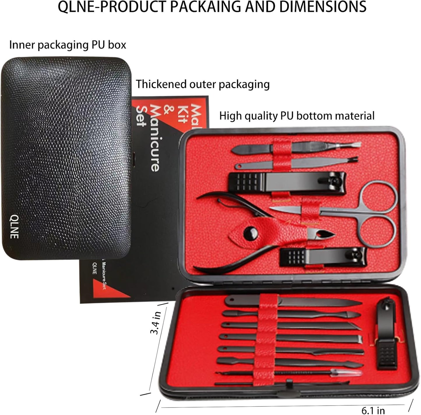 Nail Clippers Set - High Precision Stainless Steel Manicure & Pedicure Kit | Portable Black Case