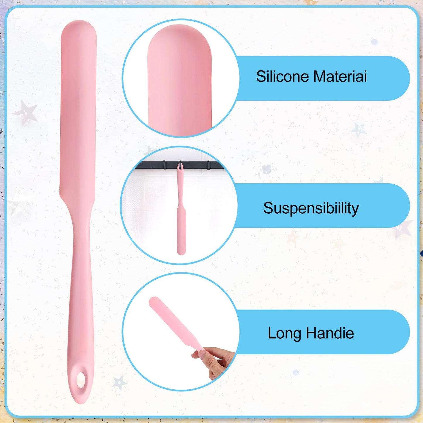 Hadnves 6Pcs Silicone Wax Spatulas Non-stick Waxing Applicator Hair Removal Sticks Applicator Spatula Reusable Hard Wax Scraper for Home Salon Body Use