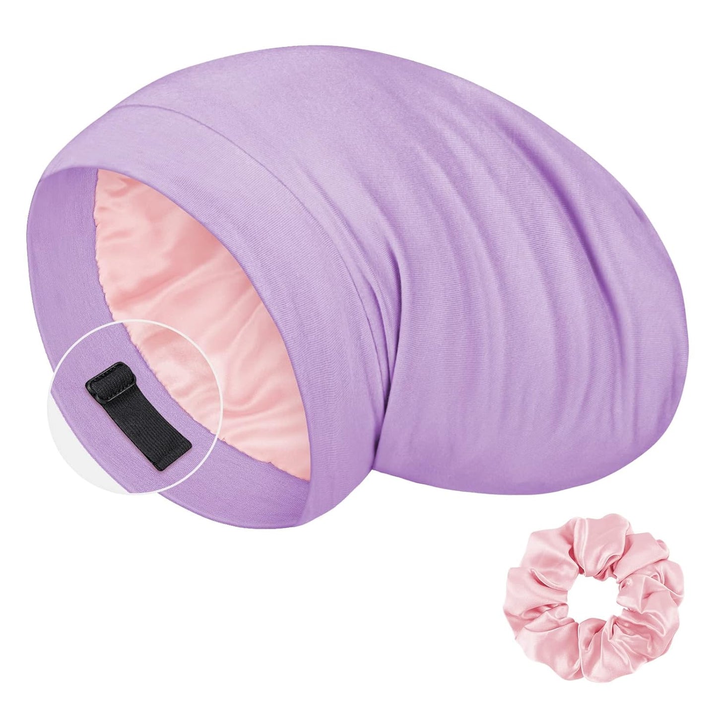 Mulberry Silk Bonnet for Sleeping - Real Silk Sleep Cap for Curly Hair & Braids | White