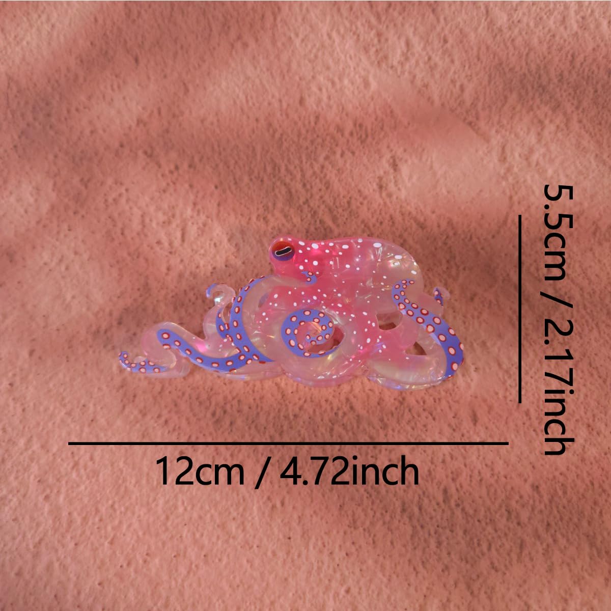 Funny Octopus Hair Clips - Novelty Acetate Claw Clip for Women | Light Pink Small Size