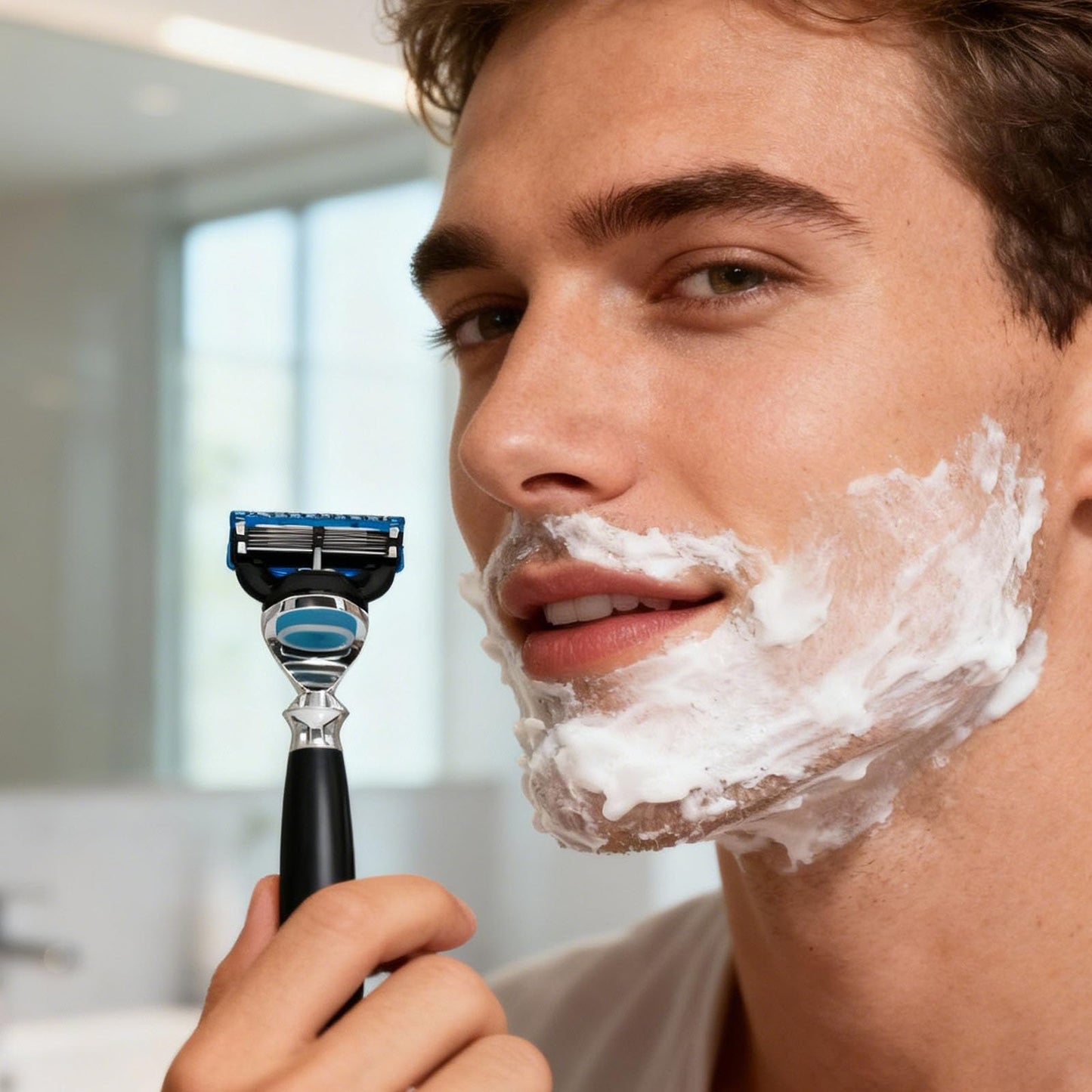 Magyfosia Shaving Kit for Men includes Badger Hair Shaving Brush,Wet Shave Soap Bowl and 5-Layer Safety Razor Compatible with Fusion Blade,Barber Style 4-Piece Gift for Men-Smooth and Close Shaving