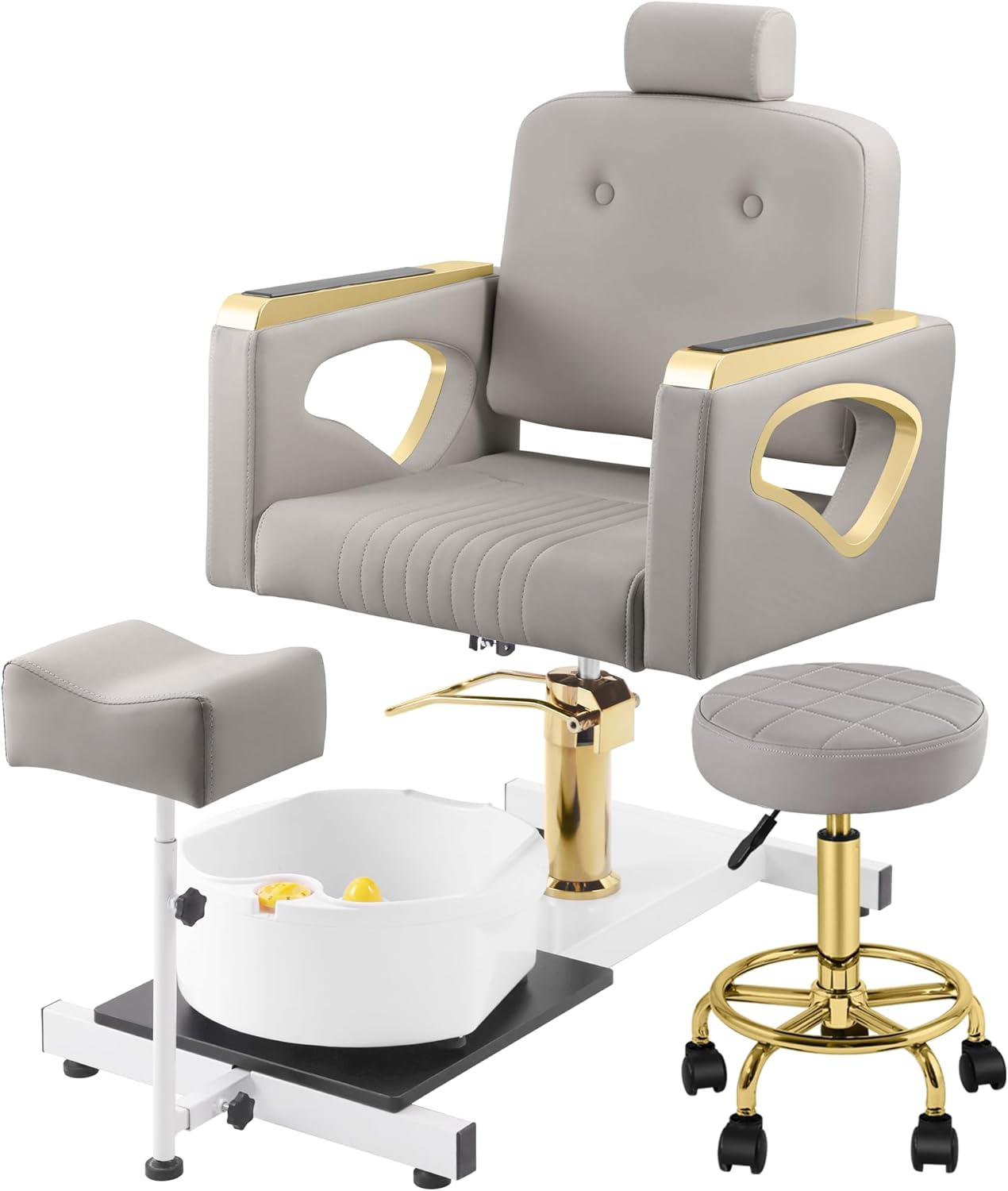 Pink Spa Pedicure Chair - No Plumbing, Portable 360° Rolling Stool | Nail Tech Beauty Salon Equipment