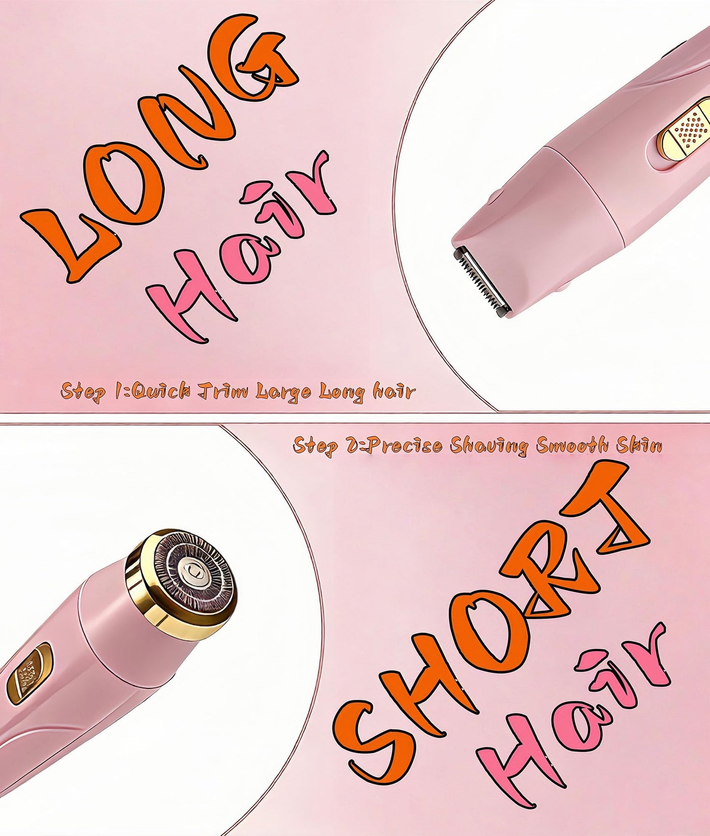 Gadhevia Eyebrow Trimmer Facial Hair Removal for Women - 3 in 1 Painless Eyebrow Shaver - Body Razor for Legs, Armpits, Face, Eyebrows, Bikini, USB Rechargeable, Easy to Clean, Pink