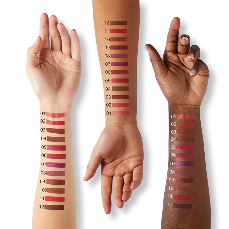 Lip Liner Set - 12 Pcs High Pigment Natural Oak Brown Pink Red Makeup Pencils | Smooth Application