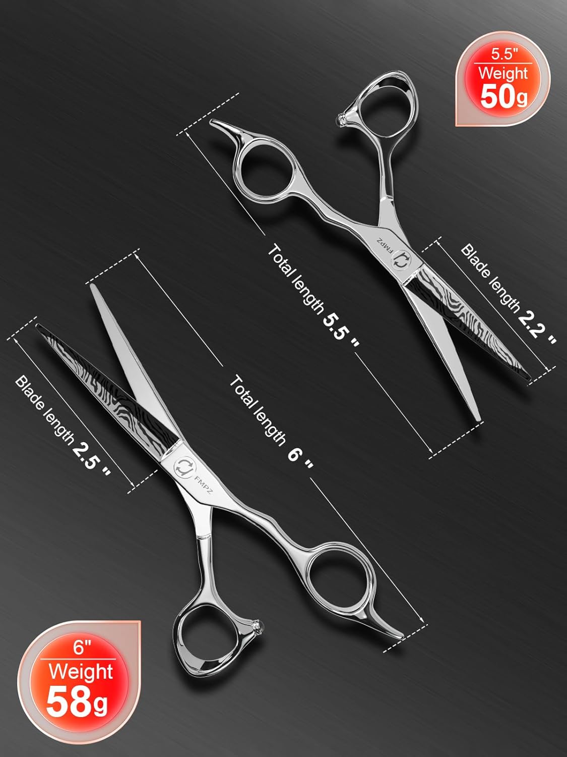 Professional Hair Cutting Scissors - 5.5" Barber Shears with 440C Steel | Ergonomic Design for Salon & Home Use - Zebra Style