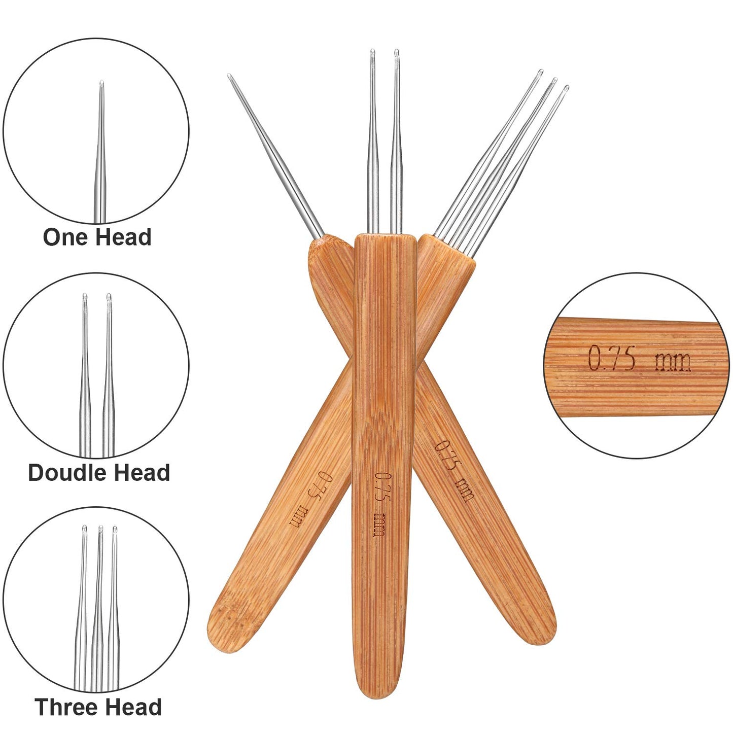 WILLBOND 14 Pcs Dreadlock Crochet Hook Set Include 6 Dreadlocks Crochet Needle 2 Hair Locking Tools 6 Hooks 0.5 mm 0.75 mm Needle Weaving, 1/2/3 Hooks for Locs Braid Craft(Blue)