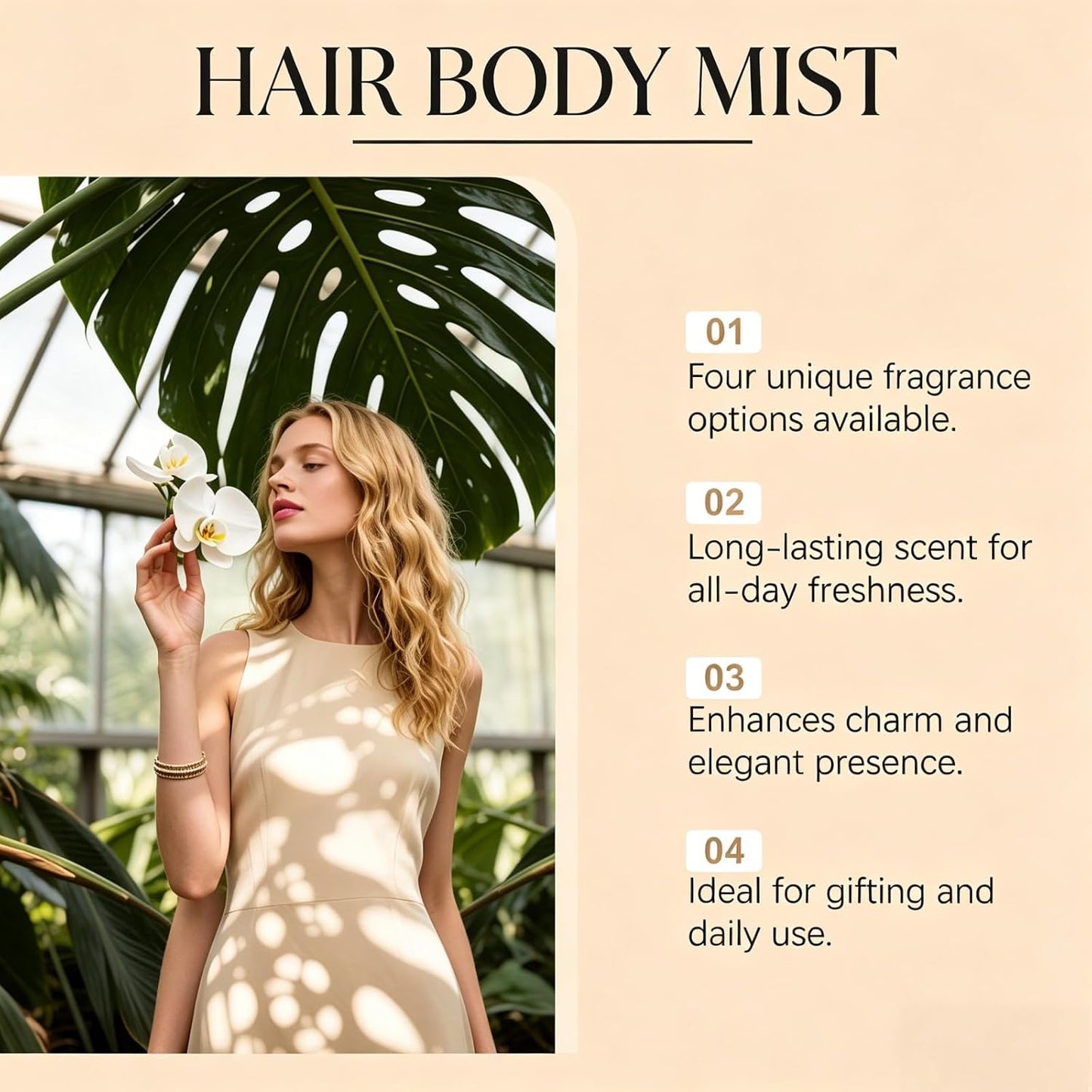Vanilla & Coconut Hair and Body Mist - Long-Lasting Hydrating Fragrance Spray for Women | 1 pc