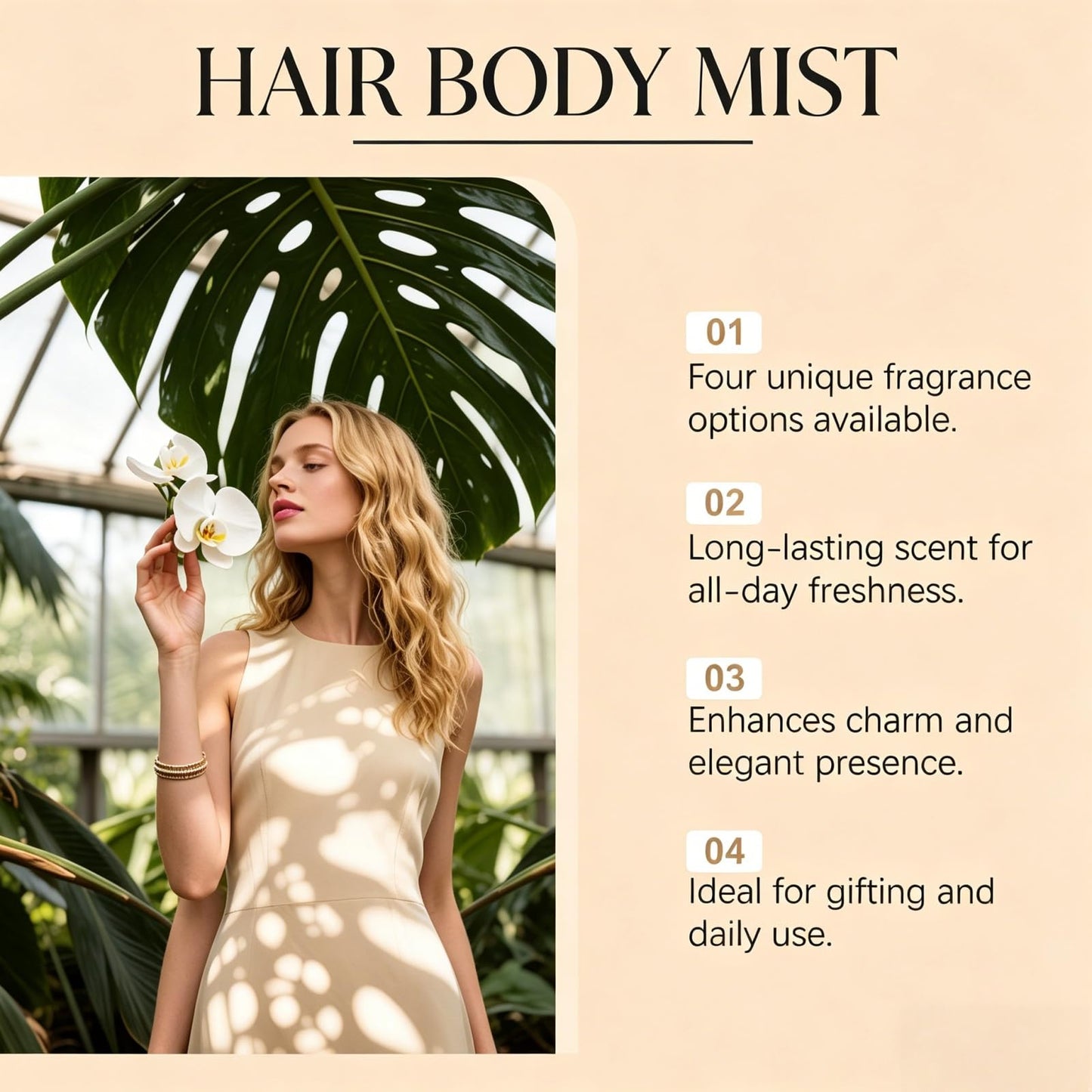 JohSahn Ballavite Vanilla on the beach hair and body mist,Vanilla & Coconut Body Fragrance Spray For Women, Long-Lasting Hydrating Perfume Mist