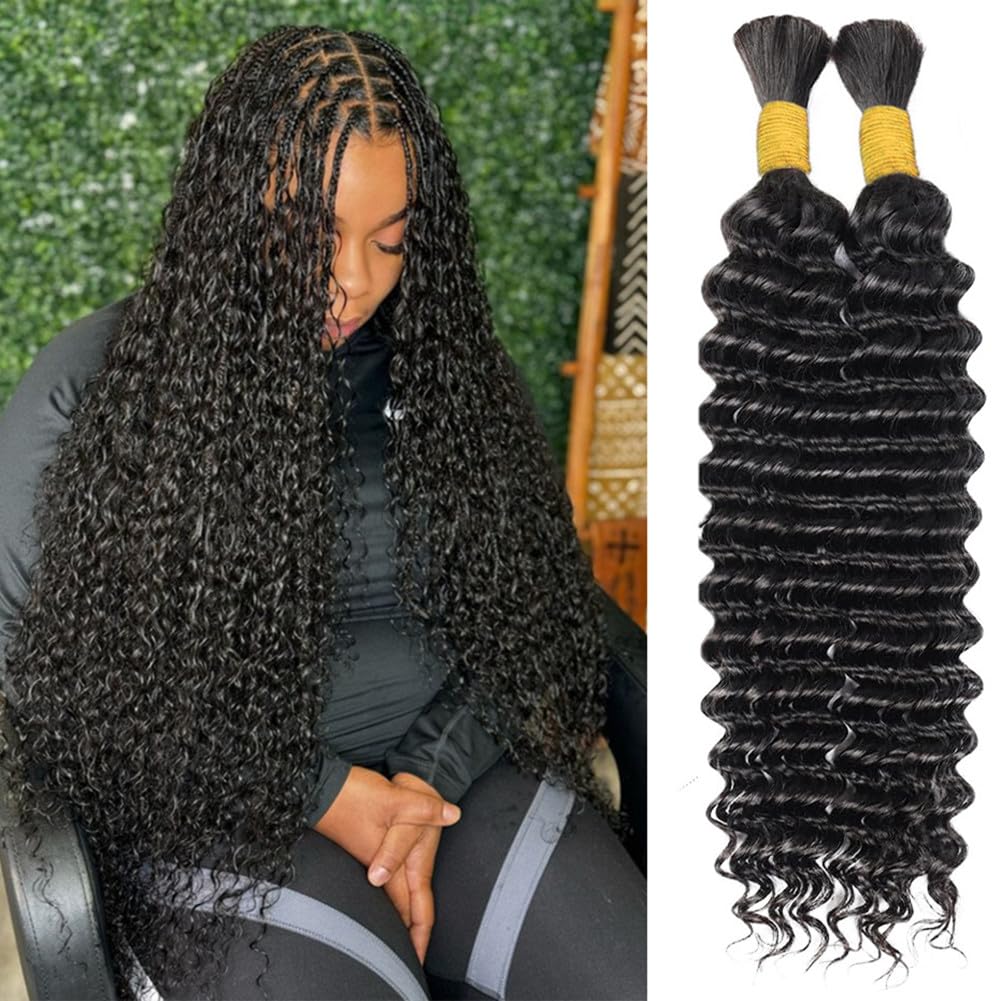 Boho Blonde Human Braiding Hair - 120g Curly Deep Wave | 14-Inch Bulk for Knotless Braids