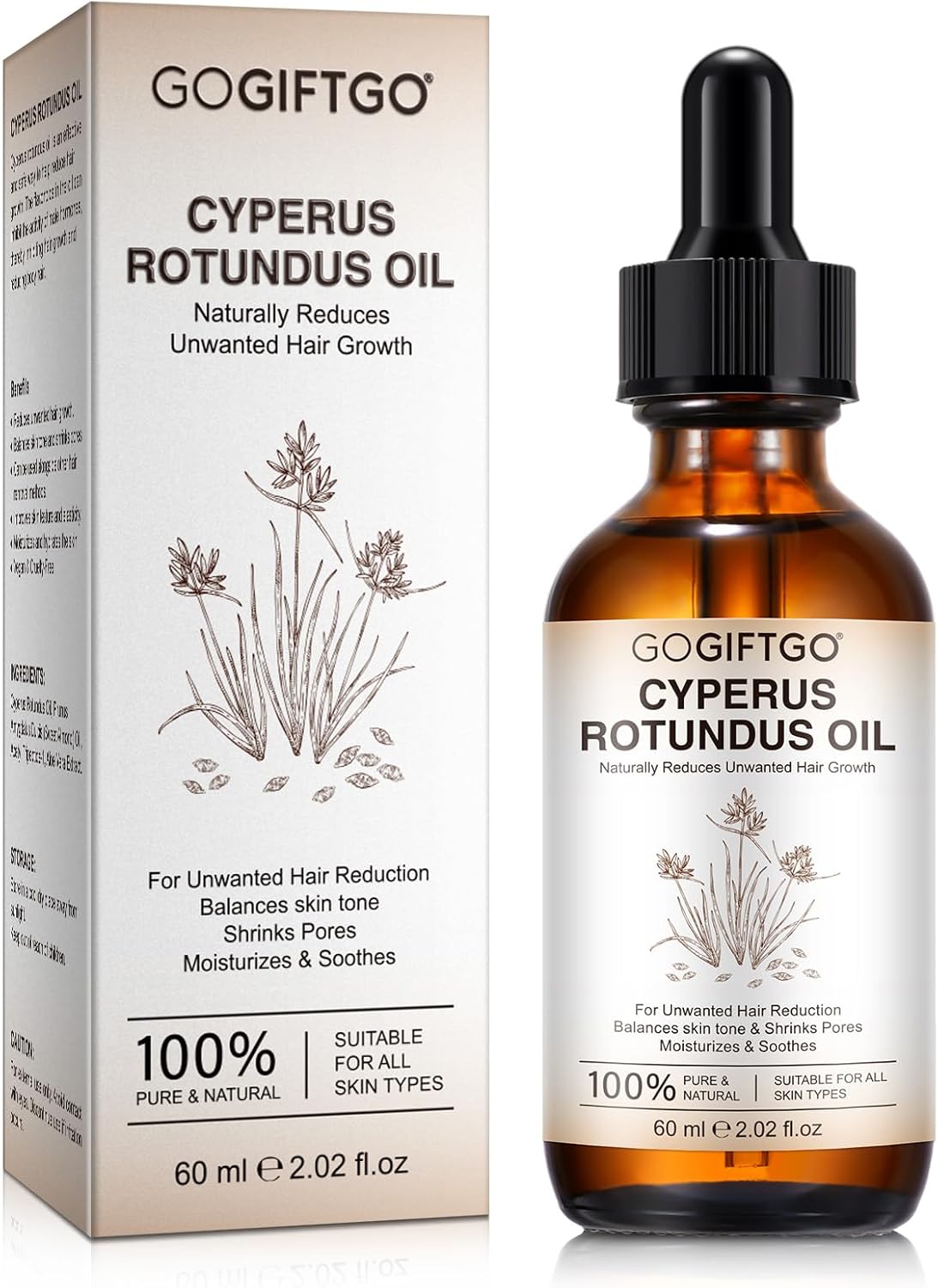 Cyperus Rotundus Oil - Natural Hair Removal & Soothing Skin Treatment | 60ml