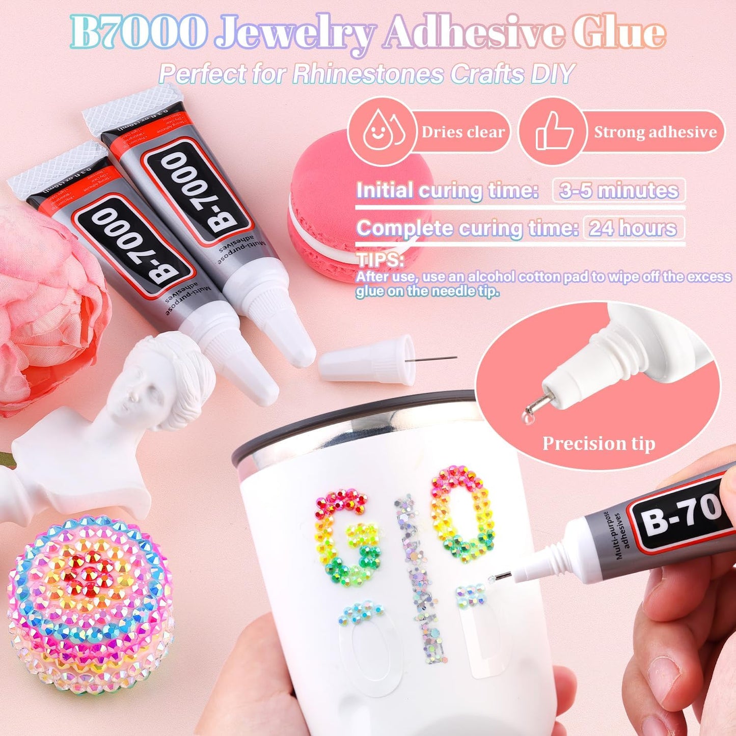 BELLEBOOST Jelly Rhinestones Bedazzling Kit - 45000 Pcs, 40 Colors, 3mm Flatback Gems for Crafting | Includes 3 Pcs B7000 Glue