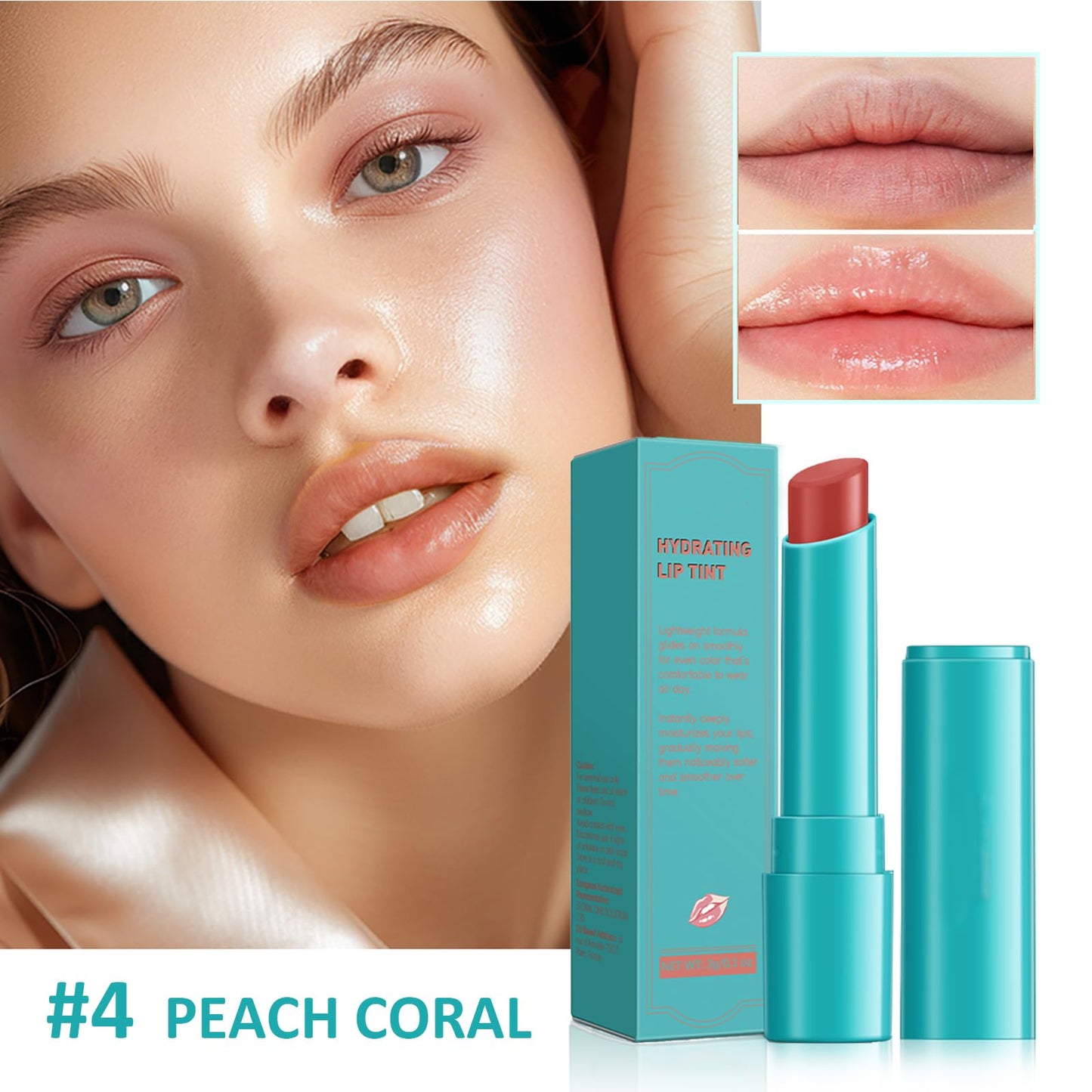 Loobexery 4 Pcs Lip Tint Hydrating, Moisturizing Tinted Lip Balm, Long-Lasting Waterproof Lip Gloss Lipstick Set, Natural Lip Moisturizer with Vitamin E, Non-Stick Cup Lip Tint Stain (01#)