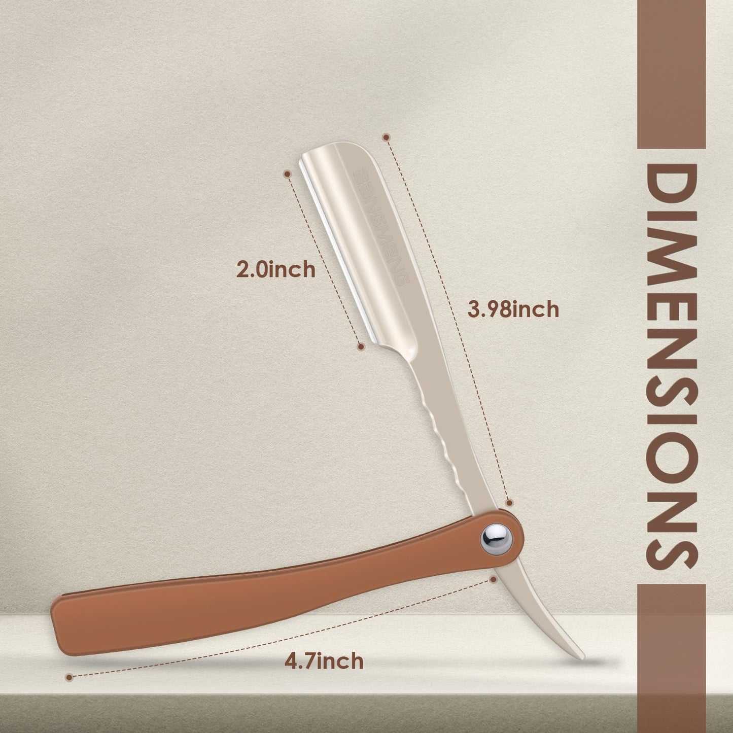 BANGMENG Straight Razor for Men, Professional Barber Razor with 20 Stainless Steel Blades, Edge Single Blade Shavette Shaving Razor for Smooth Precise Shave