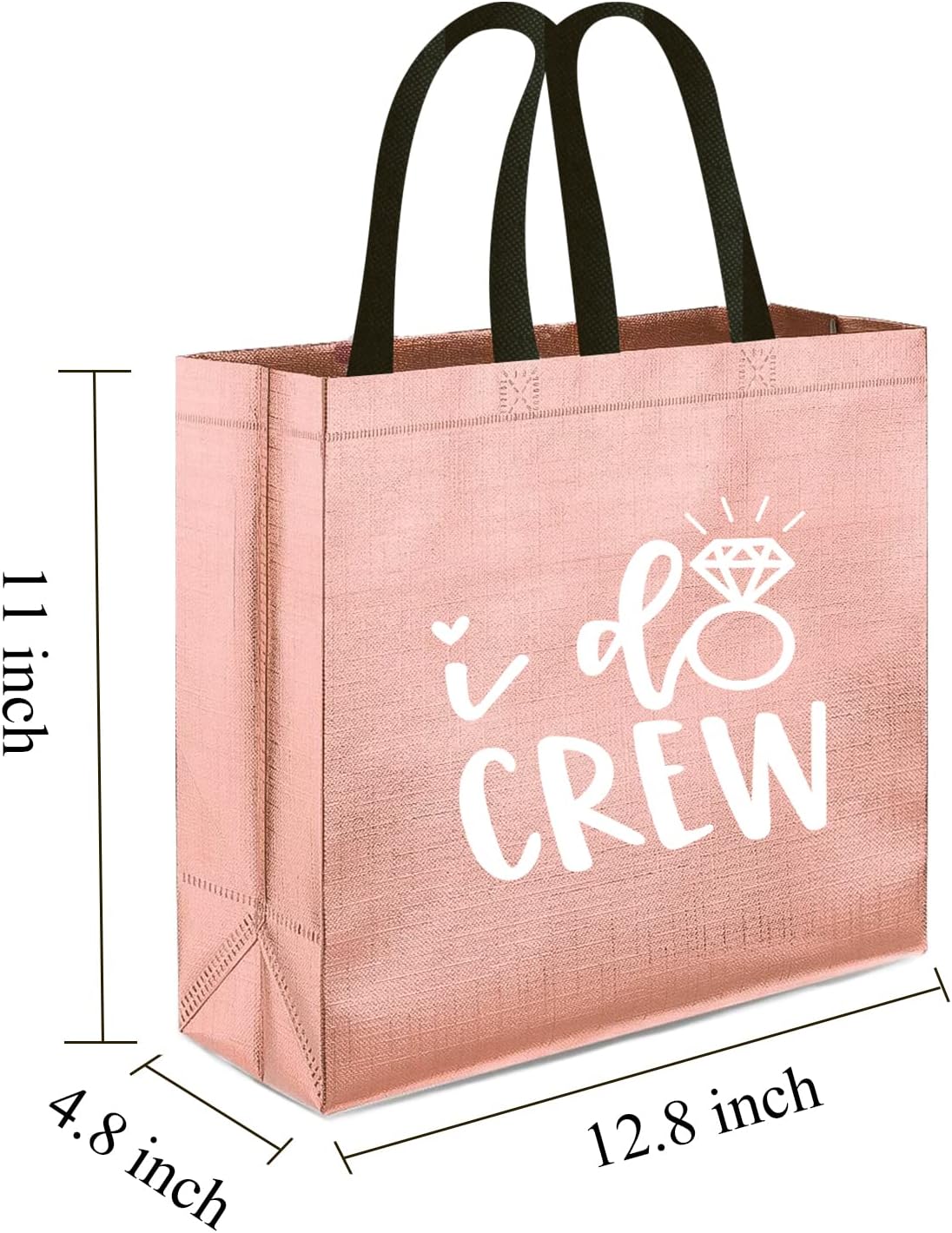 Rose Gold I Do Crew Gift Bags - 8 Non-Woven Bags for Bridesmaid Gifts | Bachelorette Party Favors