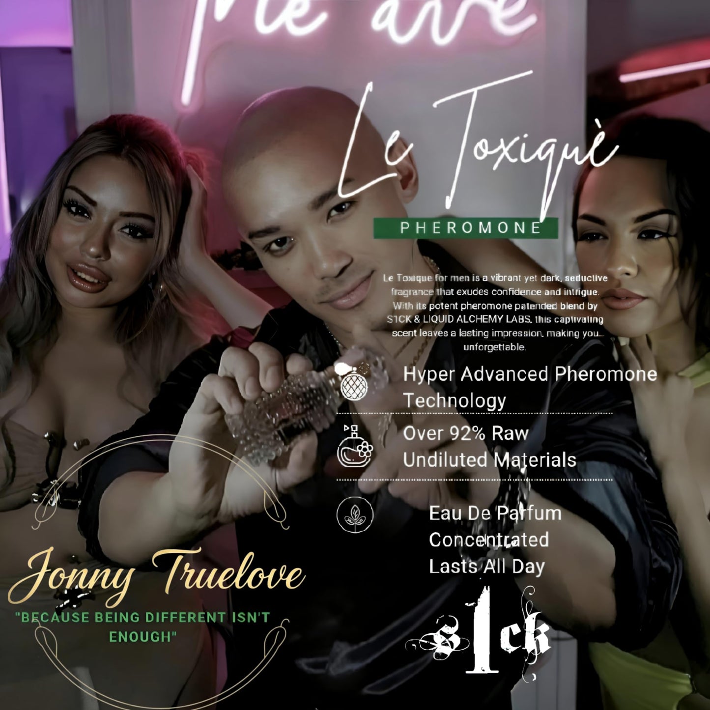 Jonny Truelove S1CK - Le Toxique Pheromone-Infused Cologne for Men Raw Pheromone Cologne Attraction Lasting Spray USA-Made Bold Strength Scent for Him