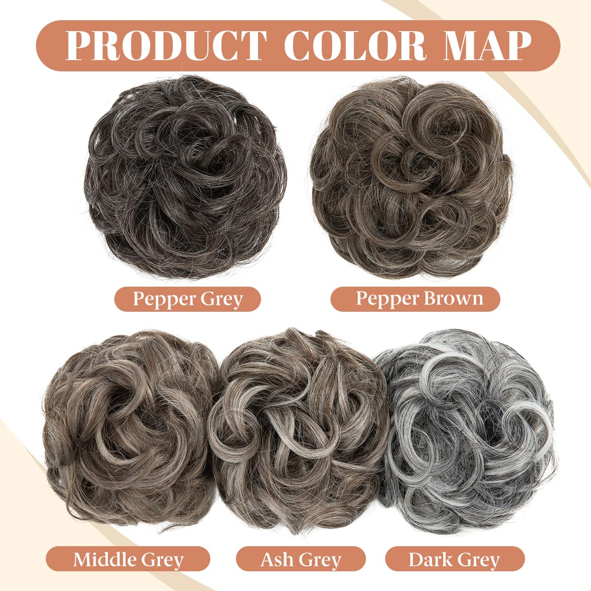 CJL HAIR 2PCS Messy Bun Hair Pieces Wavy Curly Synthetic Updo Chignon Fake Scrunchies Ponytail Extension for Women
