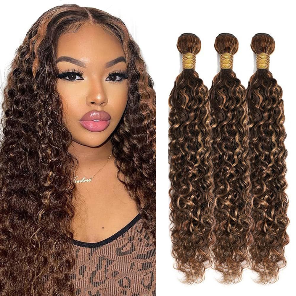 Honey Brown Bundles Human Hair Ombre Deep Wave 3 Bundles 30 32 34 Inch Brazilian Virgin Two Tone Black Mixed With Chocolate Brown Bundle