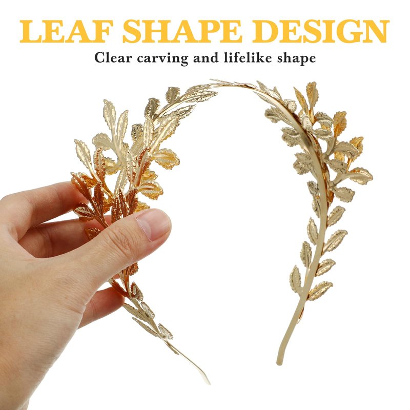 Healeved Golden Leaf Bridal Headband Baroque Tiara Headpiece for Wedding Anniversary Valentine S Day Party Photoshoot