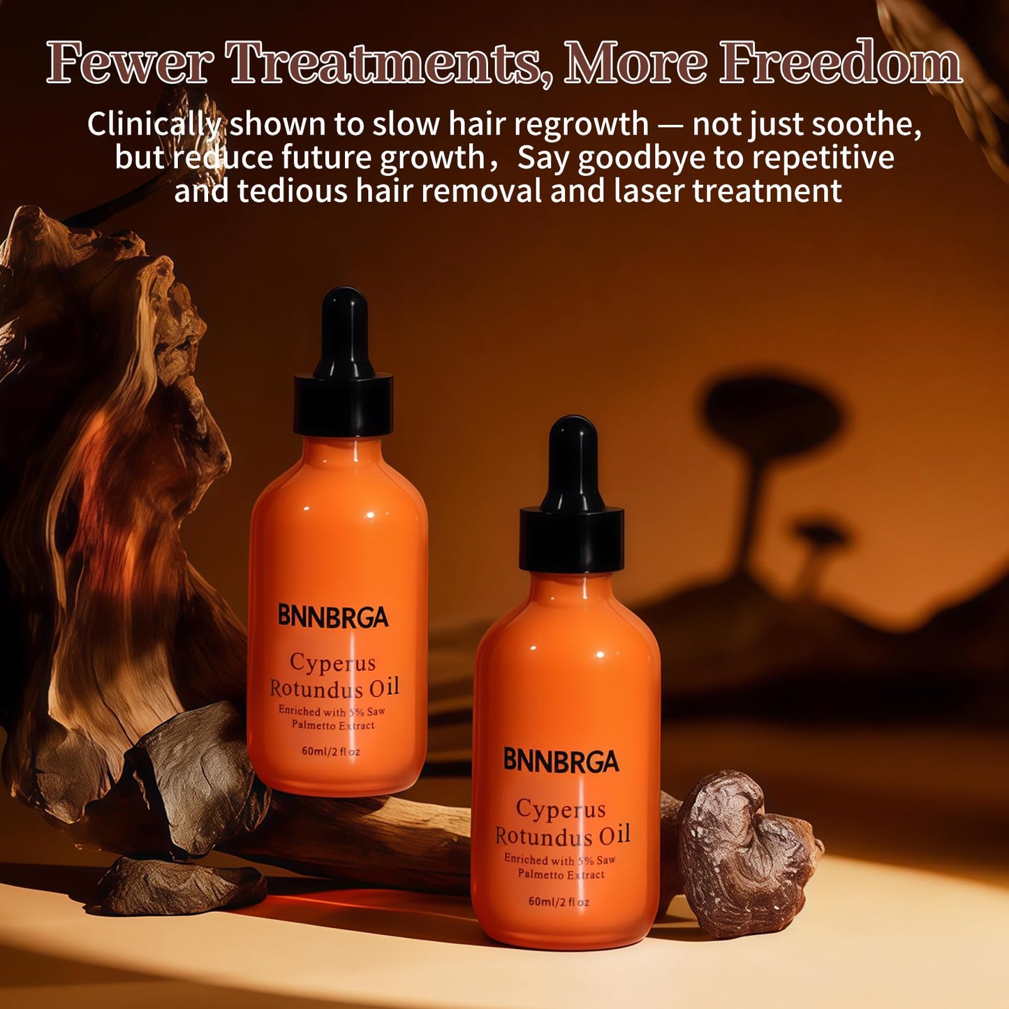 BNNBRGA Cyperus Rotundus Oil with 5% Saw Palmetto, Hair Removal Oil, 60ml