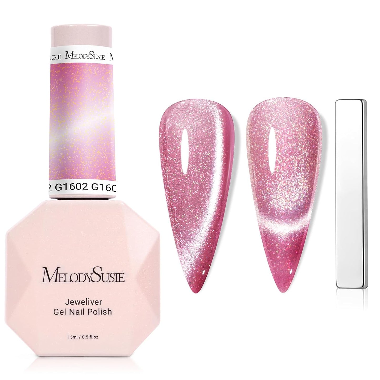 MelodySusie Cat Eye Gel Nail Polish - Burgundy Red Glitter Holographic | 0.5 Fl Oz UV Nail Art