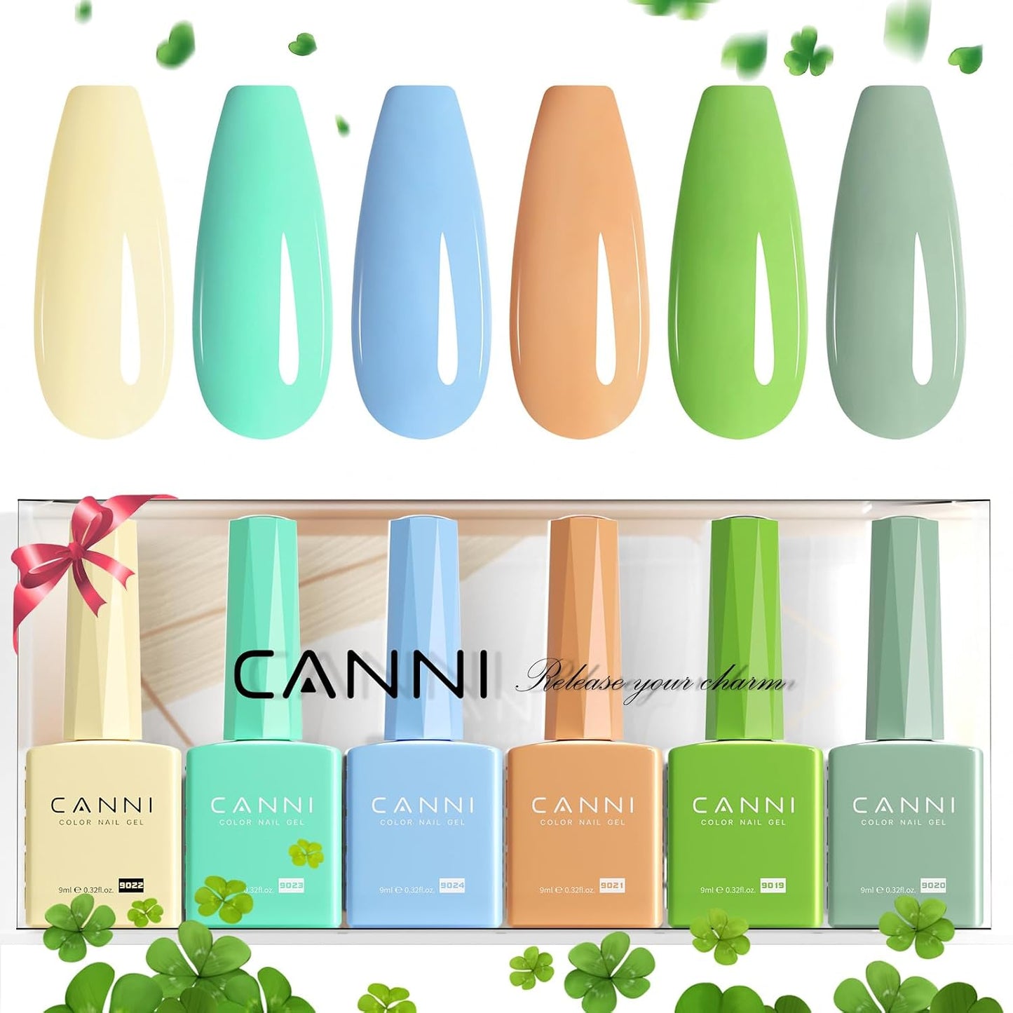 CANNI Gel Nail Polish Set - 6 Pcs 9ml Glitter & Solid Colors | Christmas & New Year's DIY Kit for Home Use