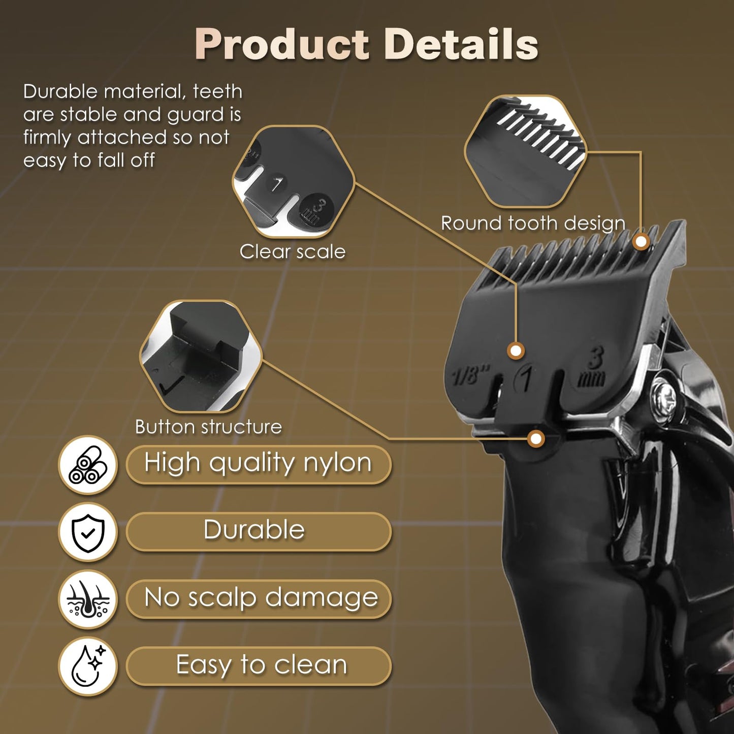 For Wahl #1 Guide Comb Attachment 1/8"(3.0 mm), Replacement Guide Comb Compatible with Wahl clipper guards set Hair Clipper and Trimmer,Cutting Guard Attachment Model 3114-001,Black(2 Pack)
