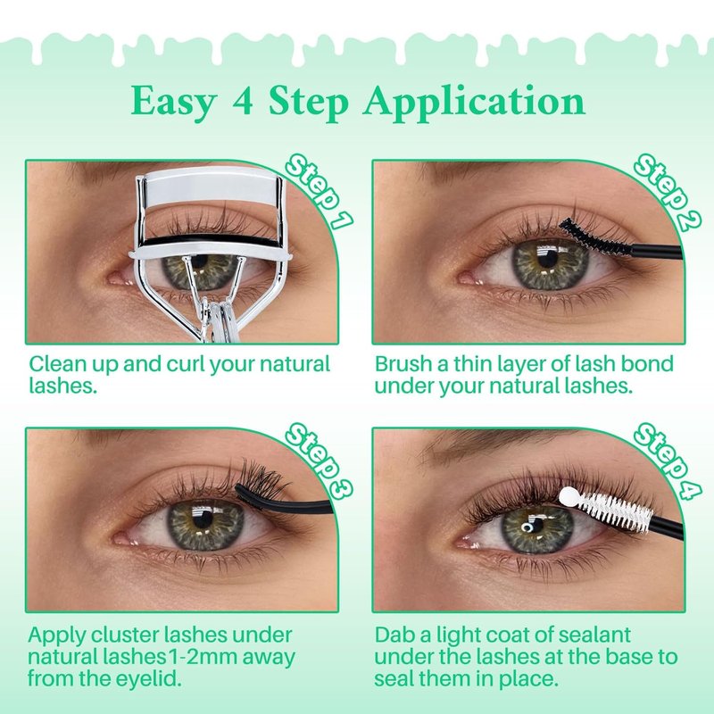Lash Clusters Kit - Wispy Cat Eye Eyelash Extensions | 2304PCS DIY Set with Bond, Seal, Remover & Tweezers
