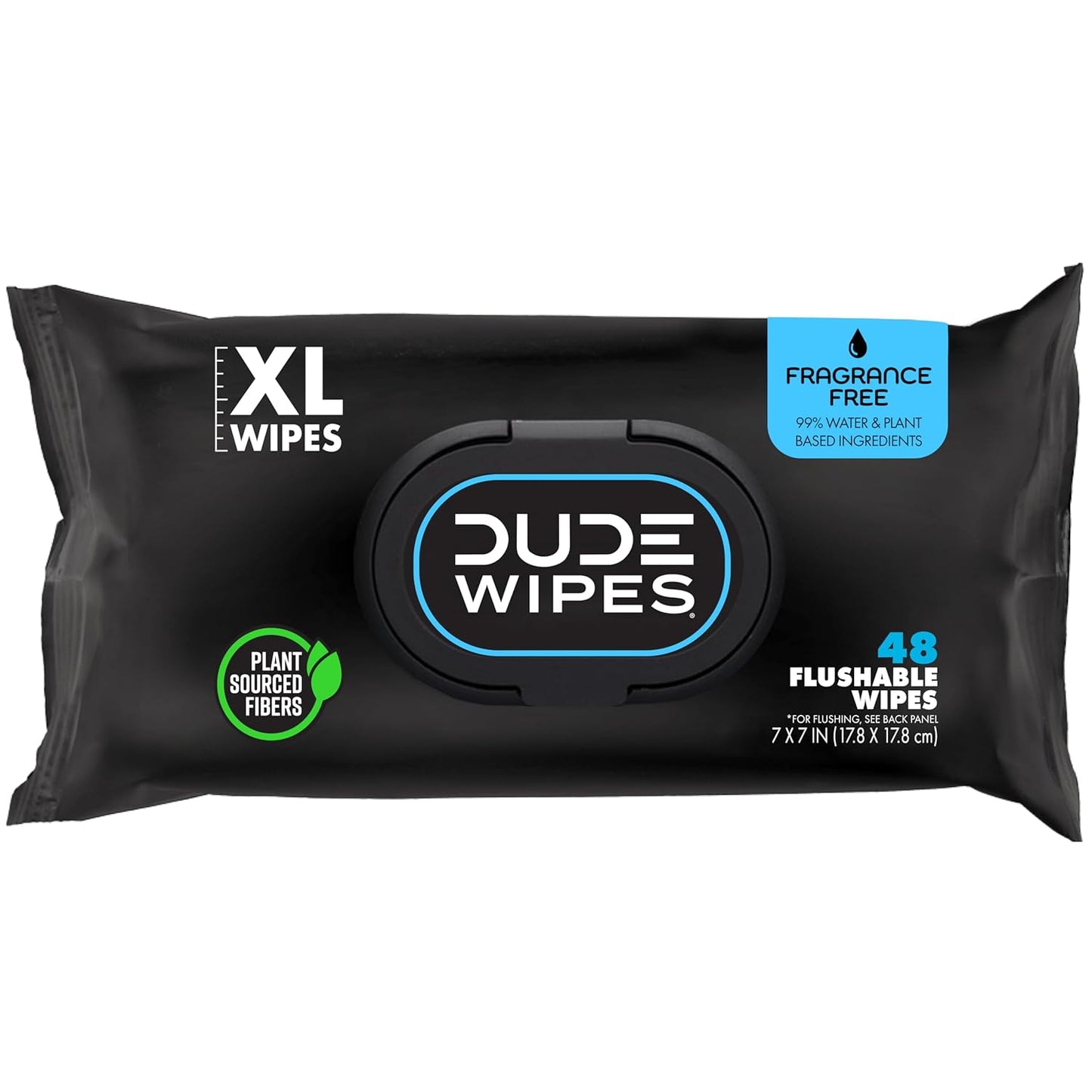 Dude Wipes Unscented Flushable Wipes - Extra-Large Adult Wet Wipes for Sensitive Skin | 6 Pack (288 Count) with Vitamin E and Aloe