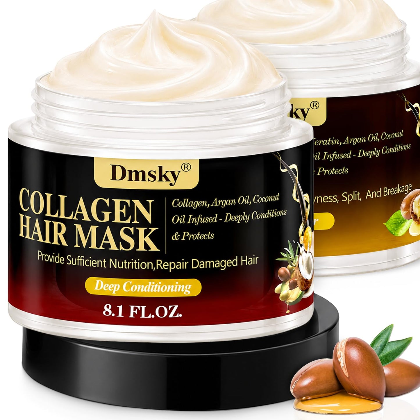 Dmsky 2 Pack Hair Mask for Damaged Hair - 16.2 Fl OZ Collagen Hair Mask & Keratin Hair Treatment-Hydrating,Repairing,Nourishes Deep Conditioning Hair Masks for All Hair Types
