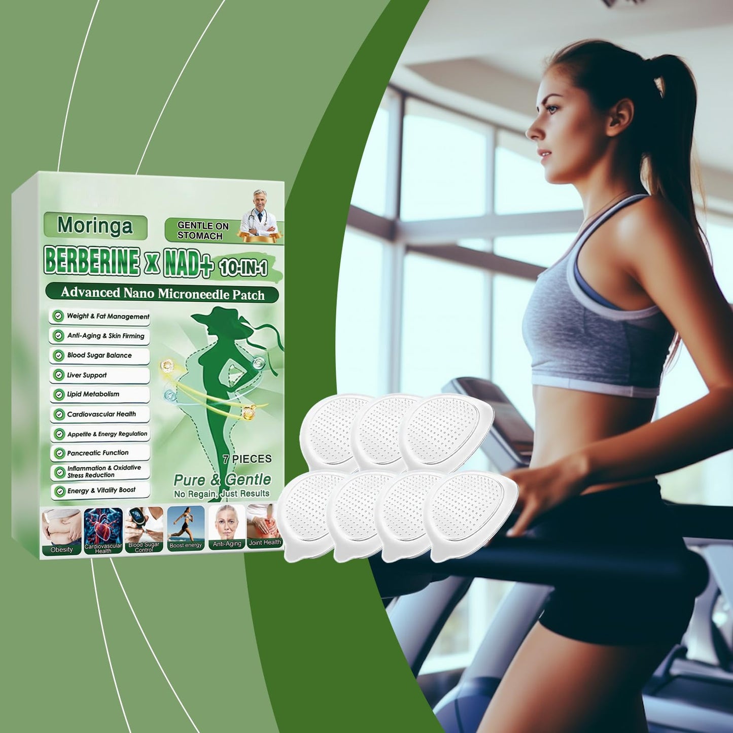 10-In-1 Advanced Nano Microdarts Patch, 10-In-1 Patches, Firms Skin; Natural Ingredients Suitable for All Skin Types