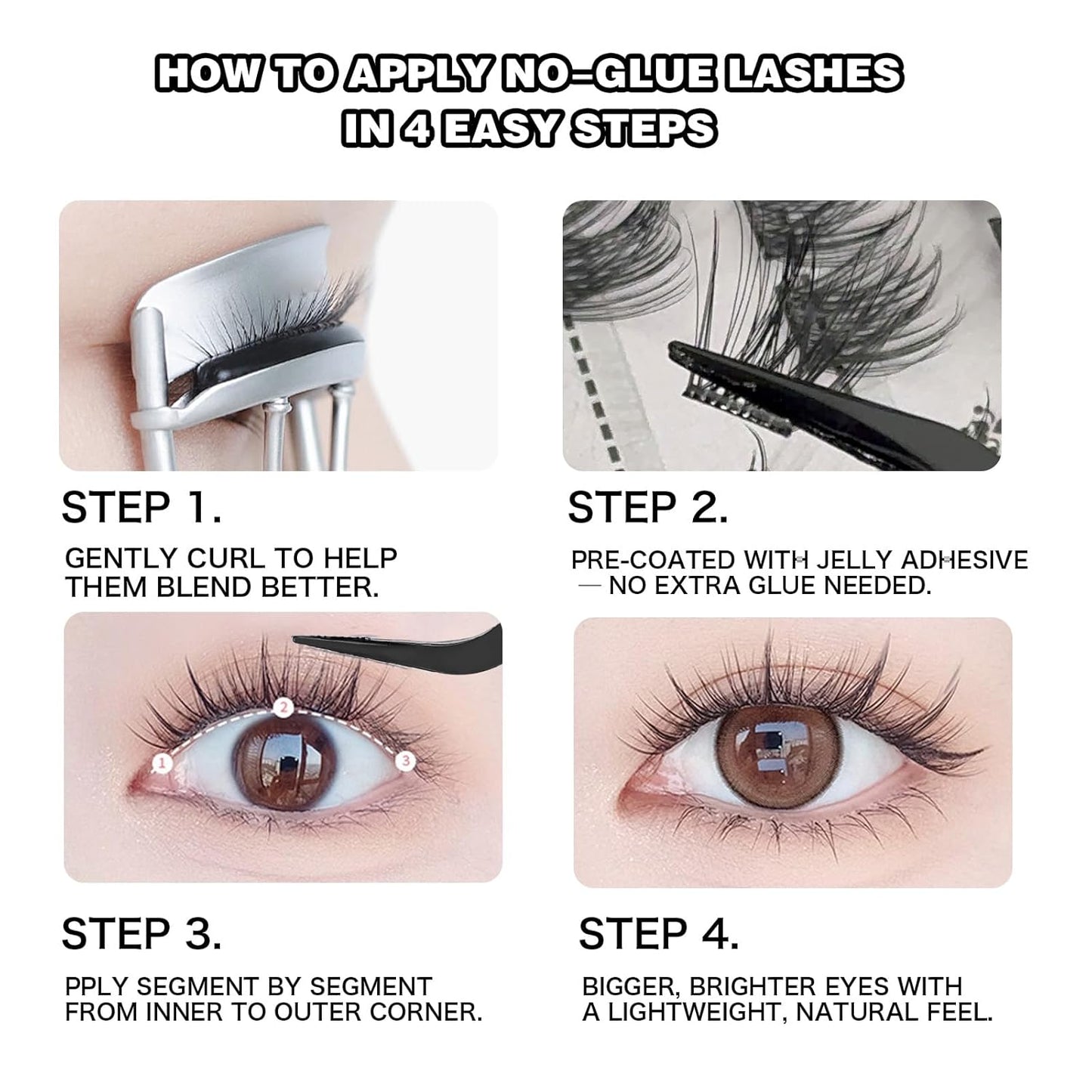 Wispy Lash Clusters Kit - 100 Pcs Individual Eyelash Clusters (12-20mm D Curl) | DIY Extension Kit with Tweezers, Natural Fluffy Lashes for Beginners