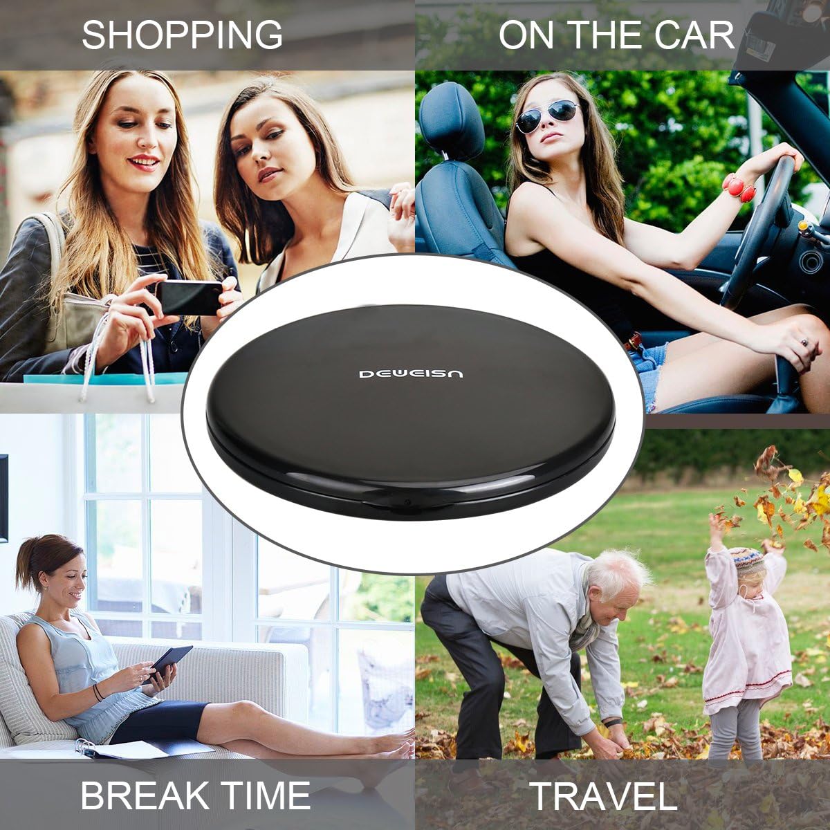 deweisn Magnifying Compact Cosmetic Mirror Elegant Pocket Handheld Makeup Mirror with Powerful 10x Magnification and 1x True View Mirror for Travel or Your Purse