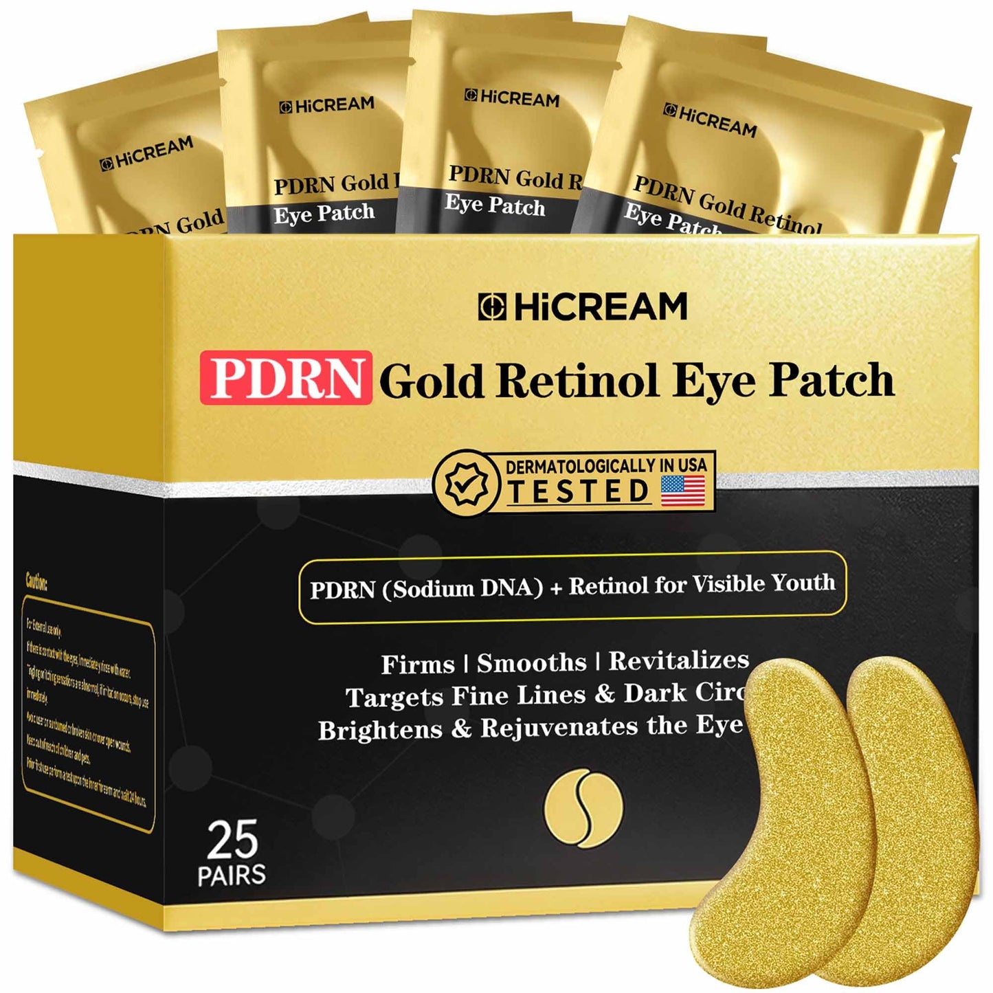 PDRN Under Eye Patches, 25 Pairs Retinol & Caffeine Eye Mask, Collagen Hydrating Eye Pads for Dark Circles, Puffy Eyes & Wrinkles – Eye Treatment Skincare Gift for Men & Women