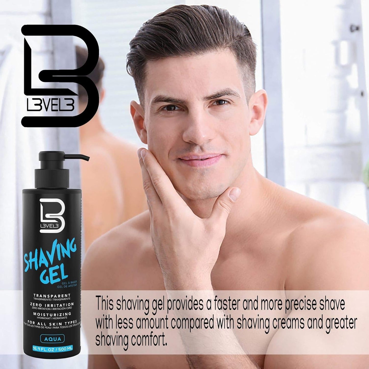 L3 Shaving Gel - Non-Irritating Straight Razor Gel for Smooth Shaves | Refreshing Aqua Scent
