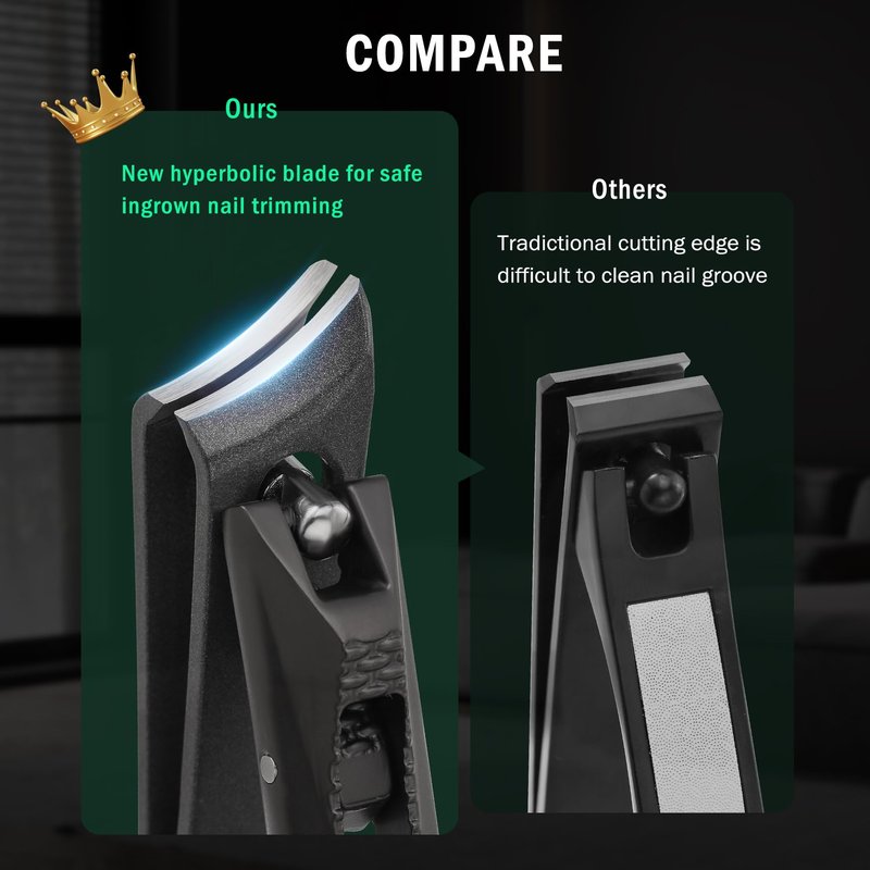 FVION Angled Nail Clippers, Ingrown Toenail Clipper for Thick Nails, Slant Curved Blade Nail Cutters Ingrown Nail Pain Relief Tool