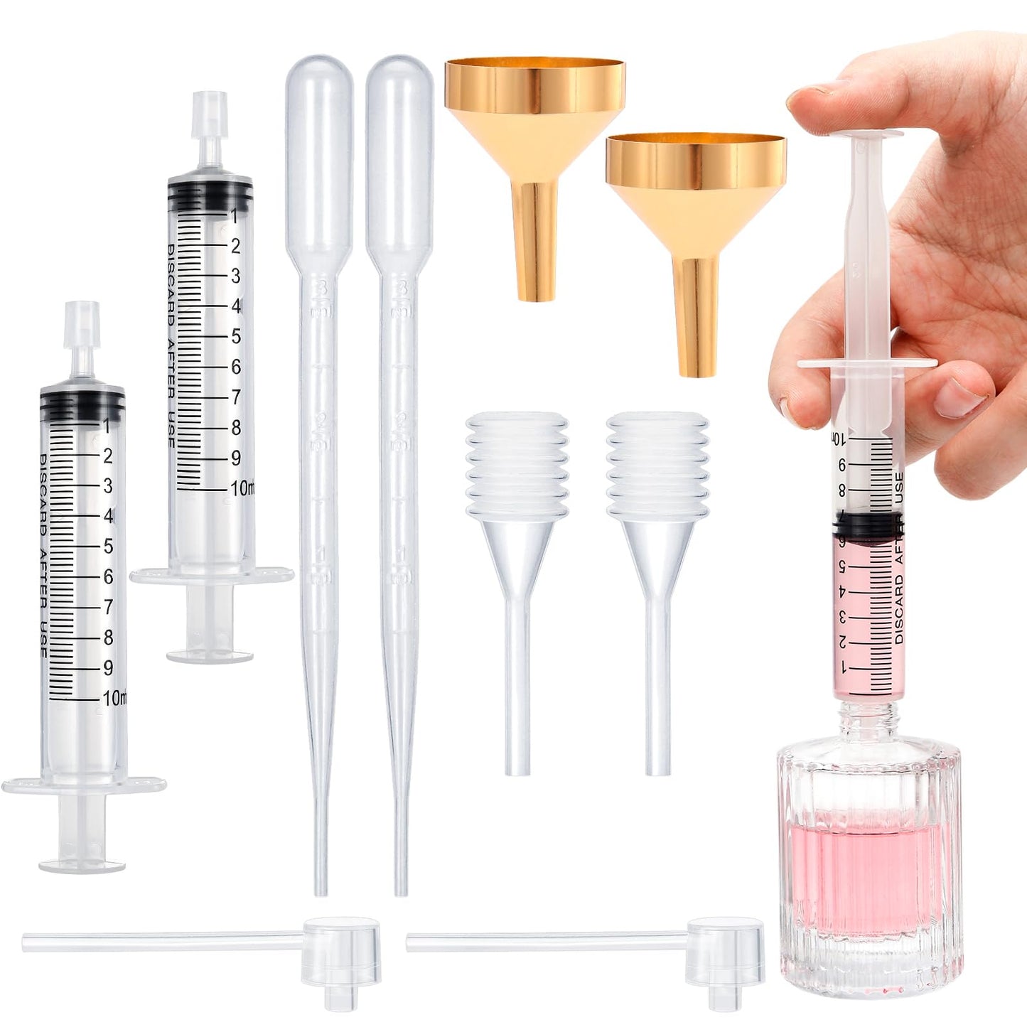 10pcs Perfume Refill Tool Kit,Plastic Perfume Dispenser Transfer Tools,Travel Refill Tool Set for Liquid Cologne Fragrance Sample Essential Oils (10ml/10pcs)