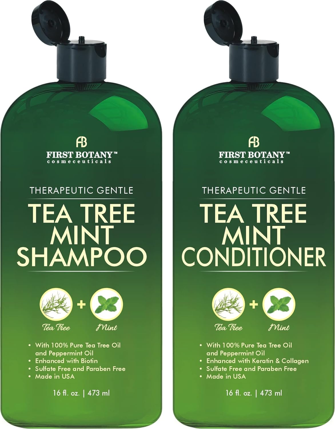 Tea Tree Mint Shampoo & Conditioner Set - Pure Tea Tree & Peppermint Oil for Hair Growth | 16 Fl Oz x 2
