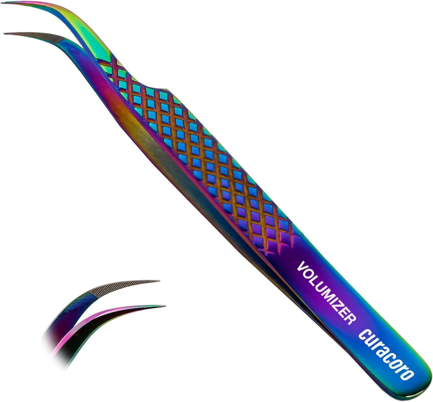 Curacoro Lash Tweezer - Precision Fiber Tip Grip for Eyelash Extensions | Multi-Shape Silver Tweezers for Volume & Isolation