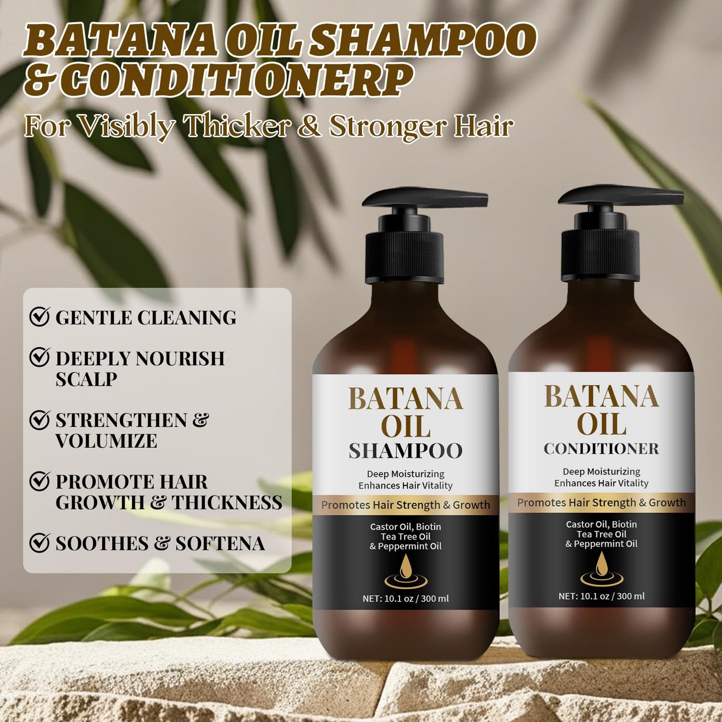 Batana Oil Shampoo and Conditioner Set for Hair Growth & Thickening