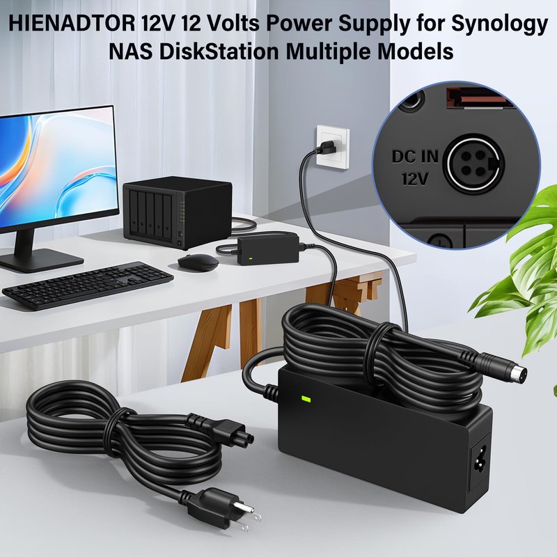 12V 10A DiskStation Charger for Synology NAS Disk Station DS1520+ Power Cord AC Adapter for Synology DS1522+ DS916+ DS918+ DS920+ DS923+ Network Storage NAS Server DS723+ DS420+ DS423+ DS620slim DS720