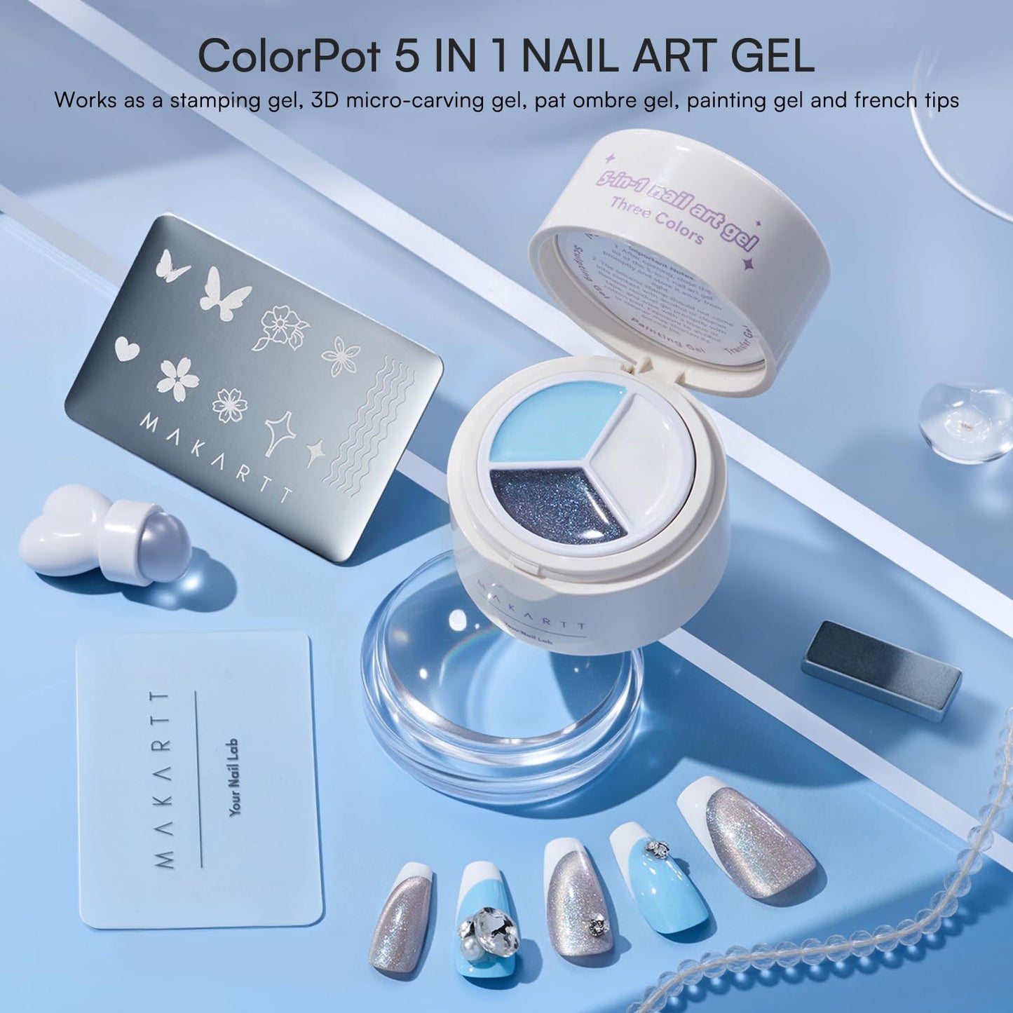 Makartt ColorPot 5-in-1 Nail Art Gel 3 Colors for DIY Nail at Home Salon