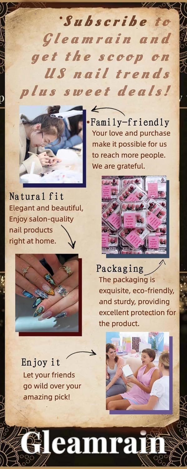 Press-On Almond Nails - Medium Nude Summer Design with Flowers & Starfish | 10pcs Set