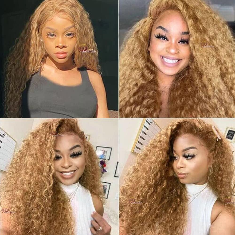 LadrXadr Honey Blonde Bundles Blonde Curly Bundles Human Hair 27 Kinky Curly Bundle 22 inch #27 Human Hair Bundle