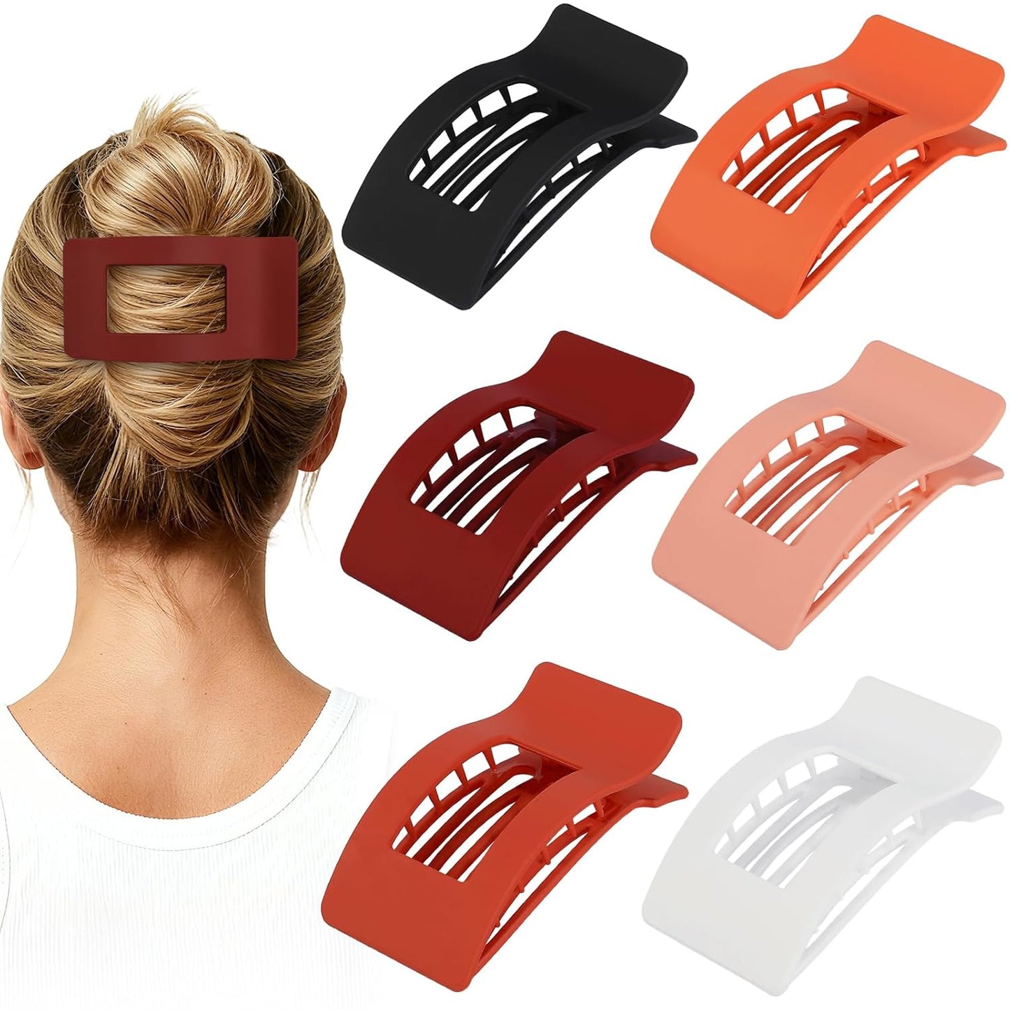 French Flat Hair Clips - 6pcs Matte Claw Clips for Thick or Thin Hair | Non-Slip Strong Hold Accessories