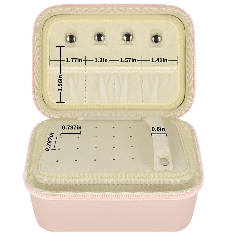 GWCASE Travel Jewelry Case for Women, PU Pink Jewelry Box with 8 Velvet Zipper Jewelry Pouches. 2-Tier Organizer for Rings, Earrings, Necklaces & Bracelet – Stylish Gift for Her（Case Only）