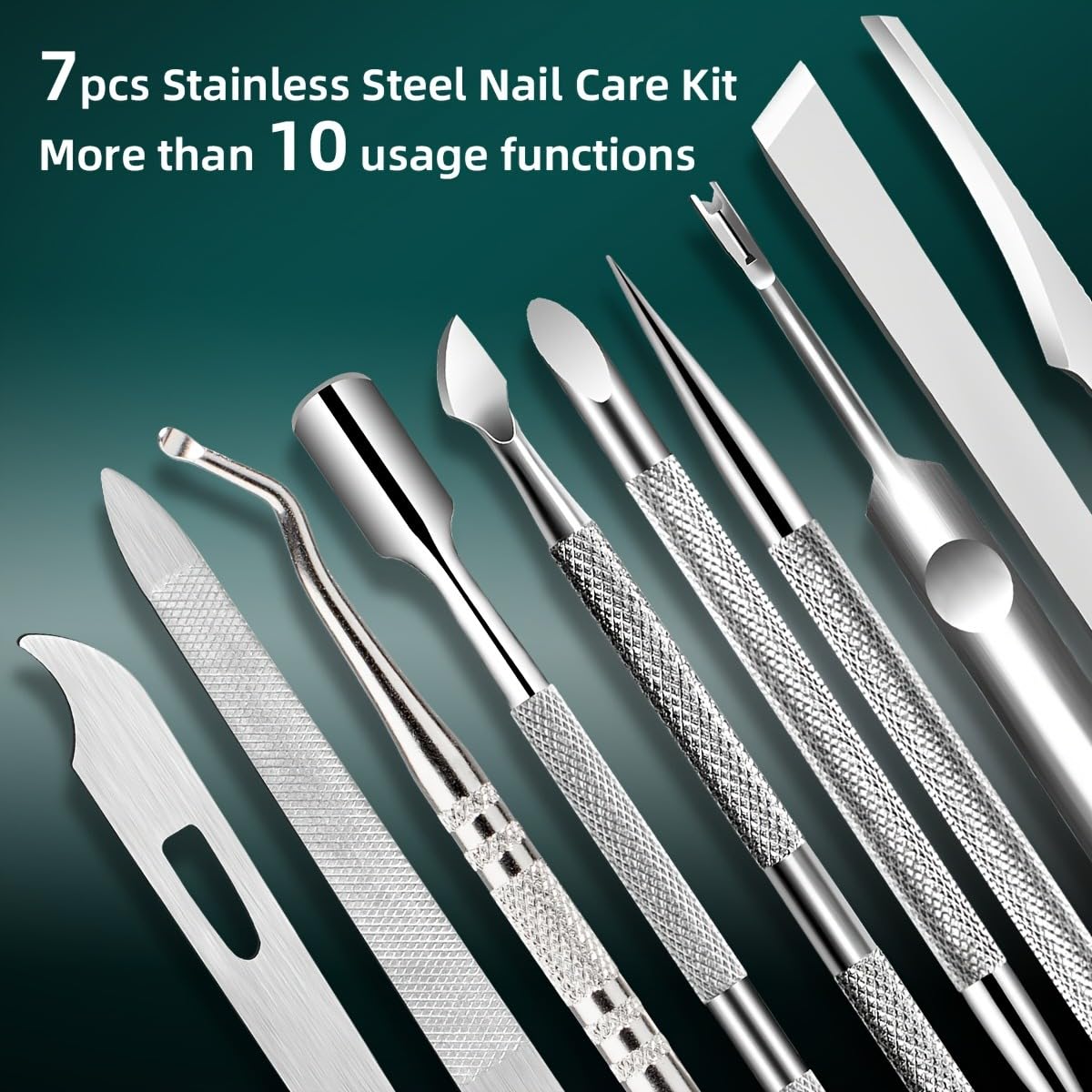 7pcs Stainless Steel Nail Care Kit: Precision Cuticle Remover &Cleaner - Gift for Women, Dead Skin, Festival Gift